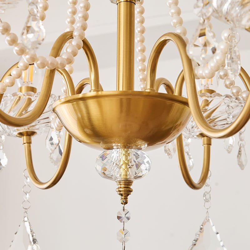 Evaria Traditional Luxury Crystal Pearl Chandelier
