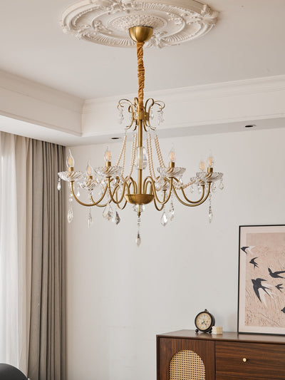 Evaria Traditional Luxury Crystal Pearl Chandelier