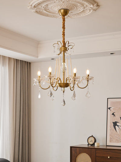 Evaria Traditional Luxury Crystal Pearl Chandelier