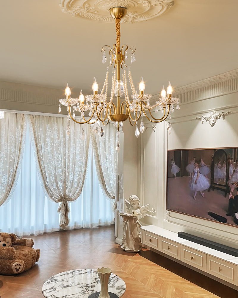 Evaria Traditional Luxury Crystal Pearl Chandelier
