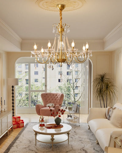 Evaria Traditional Luxury Crystal Pearl Chandelier
