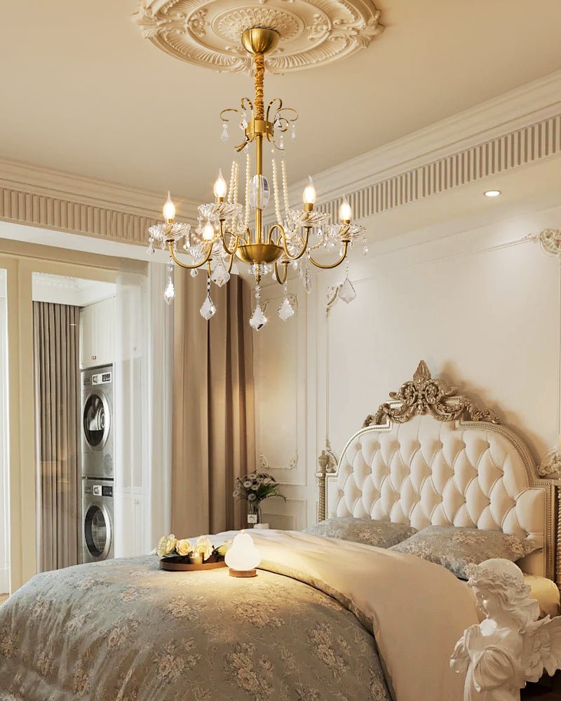 Evaria Traditional Luxury Crystal Pearl Chandelier