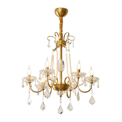 Evaria Traditional Luxury Crystal Pearl Chandelier