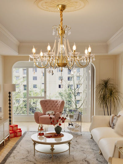 Evaria Traditional Luxury Crystal Pearl Chandelier