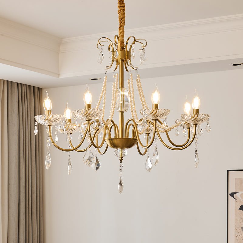 Evaria Traditional Luxury Crystal Pearl Chandelier