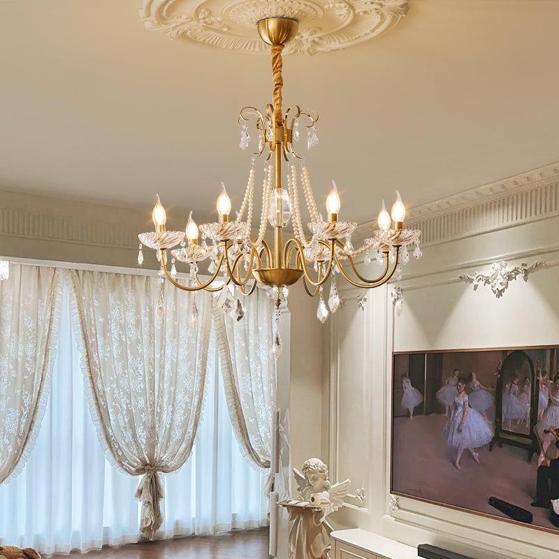 Evaria Traditional Luxury Crystal Pearl Chandelier