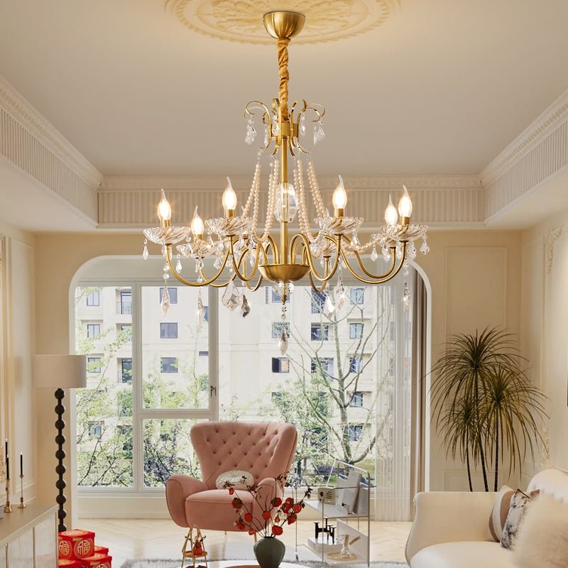 Evaria Traditional Luxury Crystal Pearl Chandelier
