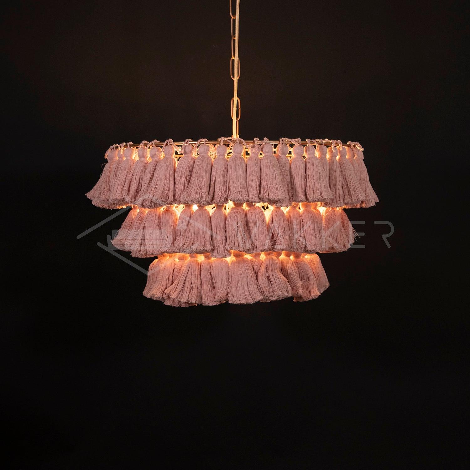 Arixo Chandelier Pink Bohemian Chic