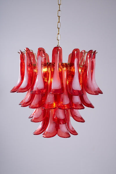 Celarine Chandelier Red Petal Glass Layered Artistic