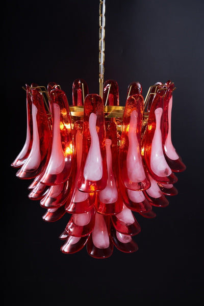 Celarine Chandelier Red Petal Glass Layered Artistic