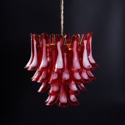 Celarine Chandelier Red Petal Glass Layered Artistic