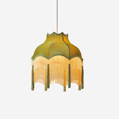 Fina Pendant Light Velvet Fringe Vintage Elegant Tassel - Neutral Decor