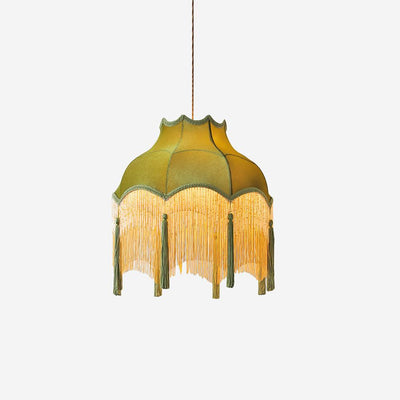 Fina Pendant Light Velvet Fringe Vintage Elegant Tassel - Neutral Decor