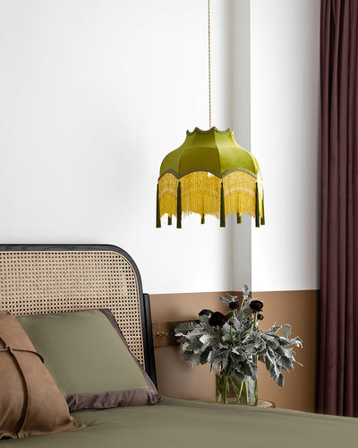 Fina Pendant Light Velvet Fringe Vintage Elegant Tassel - Neutral Decor
