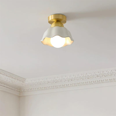Opila Gold & White Semi Flush Ceiling Light - Neutral Decor
