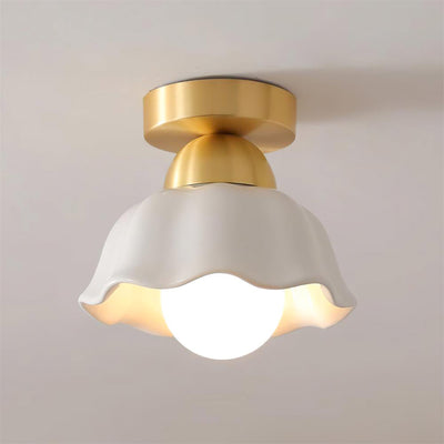 Opila Gold & White Semi Flush Ceiling Light - Neutral Decor
