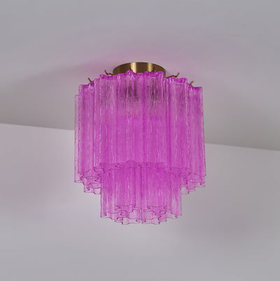 Aurora Ceiling Lamp Purple Murano Glass Tiered Flush Mount - Neutral Decor