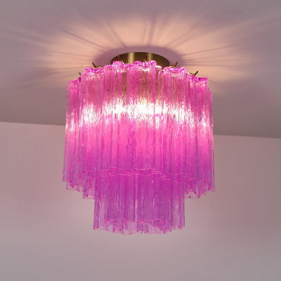 Aurora Ceiling Lamp Purple Murano Glass Tiered Flush Mount - Neutral Decor