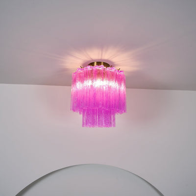 Aurora Ceiling Lamp Purple Murano Glass Tiered Flush Mount - Neutral Decor