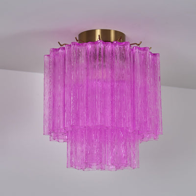 Aurora Ceiling Lamp Purple Murano Glass Tiered Flush Mount - Neutral Decor