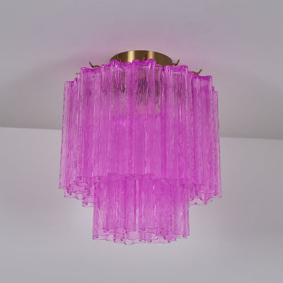 Aurora Ceiling Lamp Purple Murano Glass Tiered Flush Mount - Neutral Decor