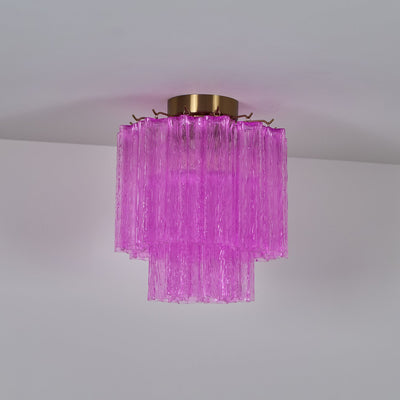 Aurora Ceiling Lamp Purple Murano Glass Tiered Flush Mount - Neutral Decor
