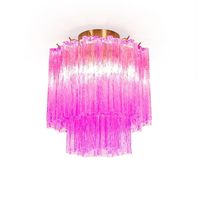 Aurora Ceiling Lamp Purple Murano Glass Tiered Flush Mount - Neutral Decor