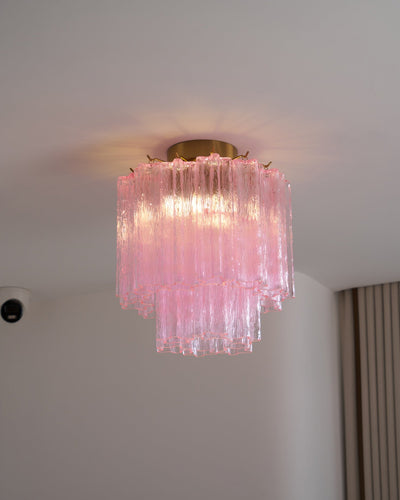 Eiriel Ceiling Lamp Pink Murano Glass Tiered Modern Flush
