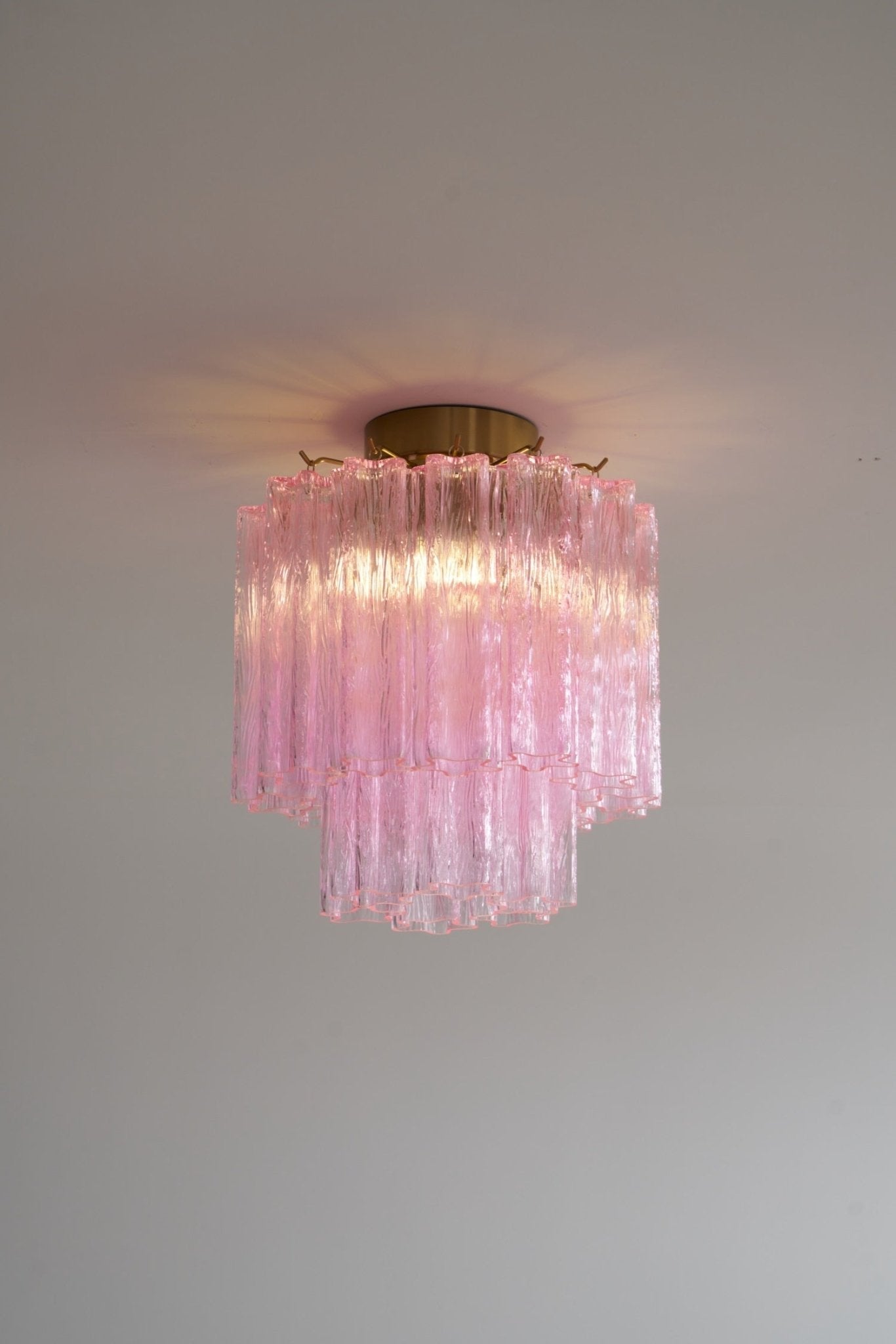 Eiriel Ceiling Lamp Pink Murano Glass Tiered Modern Flush