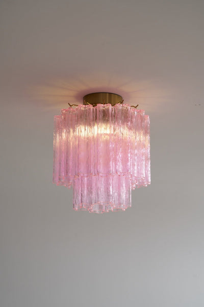 Eiriel Ceiling Lamp Pink Murano Glass Tiered Modern Flush