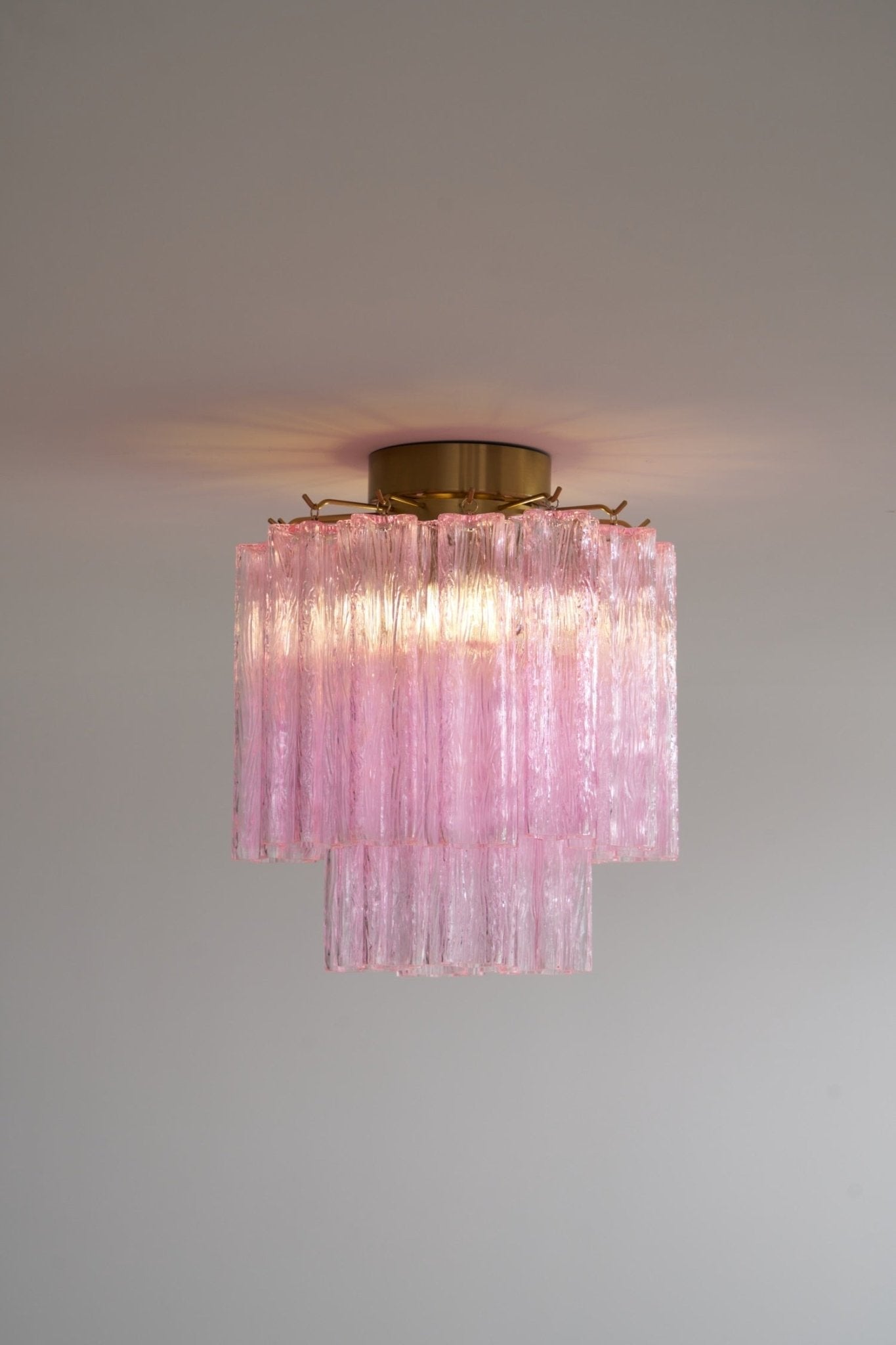 Eiriel Ceiling Lamp Pink Murano Glass Tiered Modern Flush