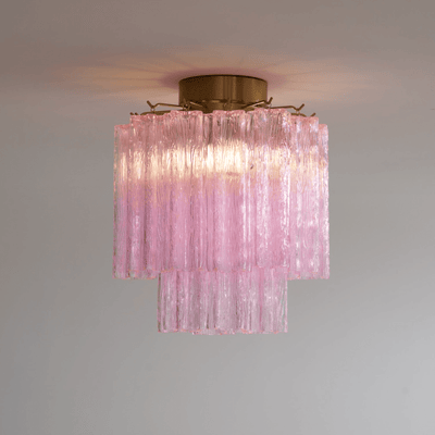 Eiriel Ceiling Lamp Pink Murano Glass Tiered Modern Flush