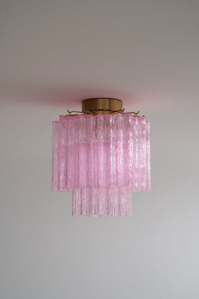 Eiriel Ceiling Lamp Pink Murano Glass Tiered Modern Flush