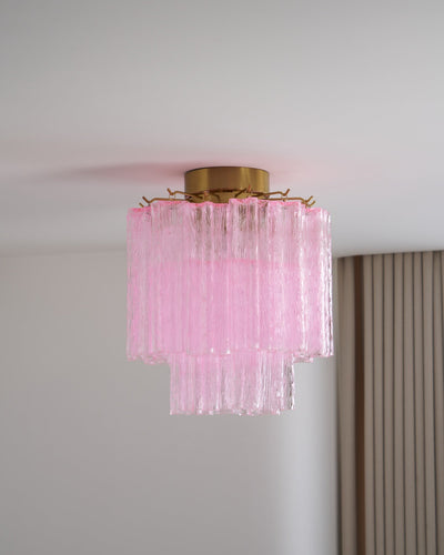 Eiriel Ceiling Lamp Pink Murano Glass Tiered Modern Flush
