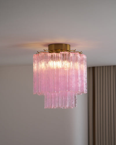 Eiriel Ceiling Lamp Pink Murano Glass Tiered Modern Flush
