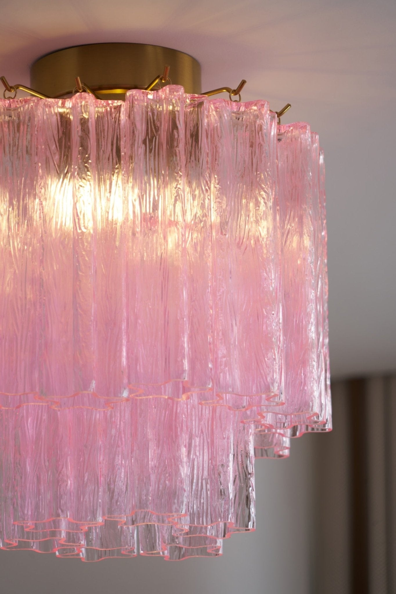 Eiriel Ceiling Lamp Pink Murano Glass Tiered Modern Flush