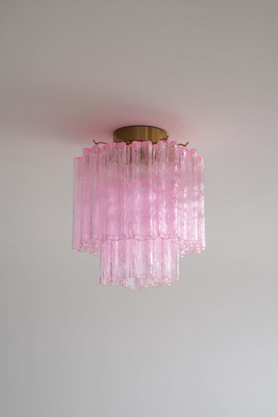 Eiriel Ceiling Lamp Pink Murano Glass Tiered Modern Flush