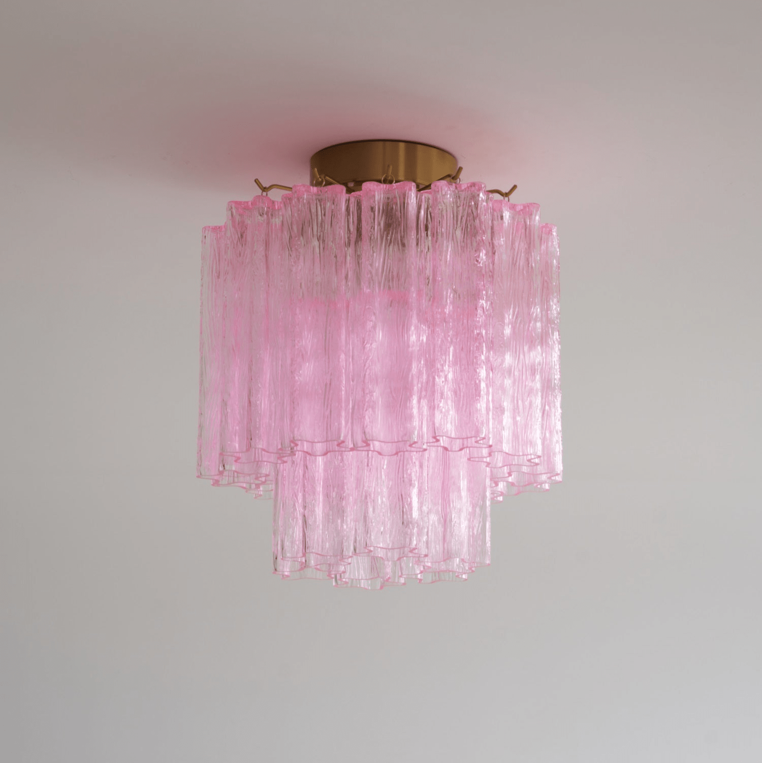 Eiriel Ceiling Lamp Pink Murano Glass Tiered Modern Flush