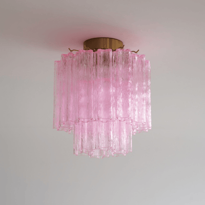Eiriel Ceiling Lamp Pink Murano Glass Tiered Modern Flush