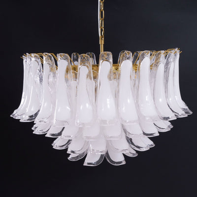 Lioroaria Chandelier Pink Glass Leaf Layered Floral Glamour