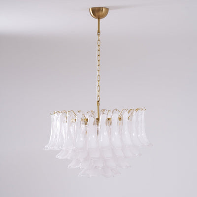 Lioroaria Chandelier Pink Glass Leaf Layered Floral Glamour
