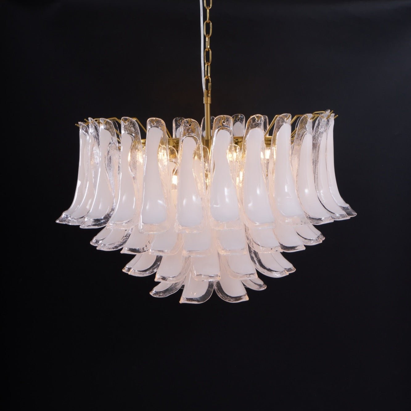 Lioroaria Chandelier Pink Glass Leaf Layered Floral Glamour