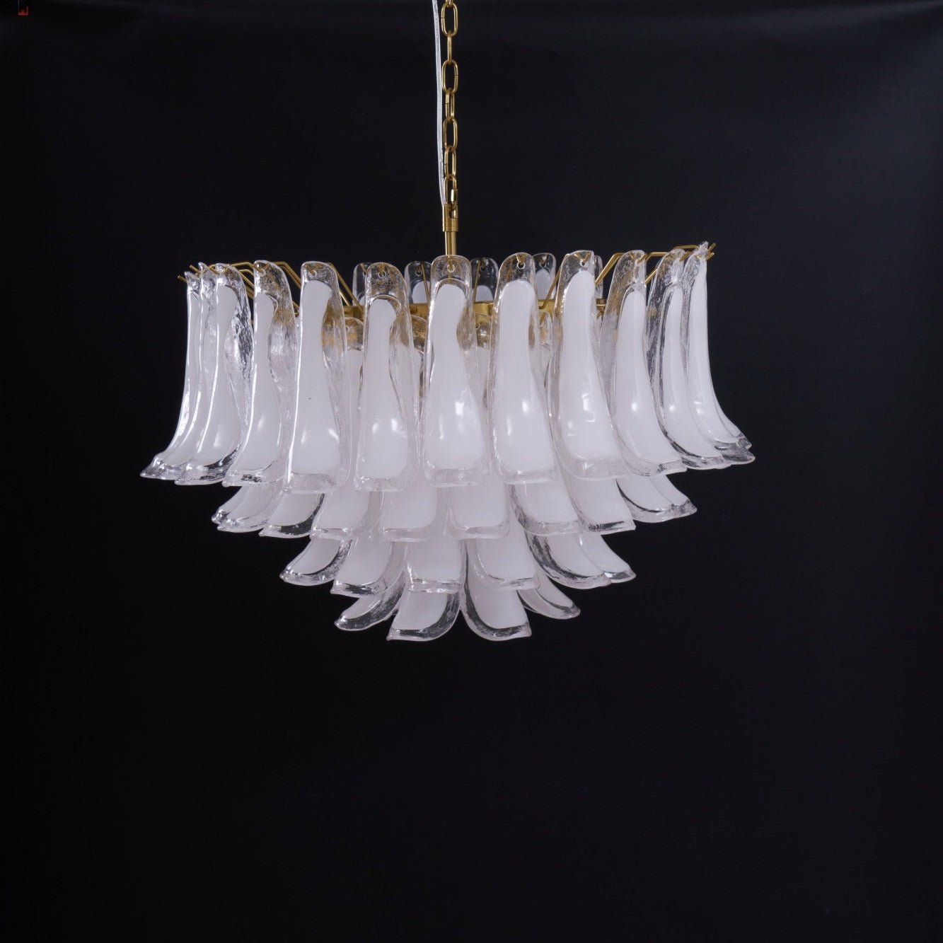 Lioroaria Chandelier Pink Glass Leaf Layered Floral Glamour