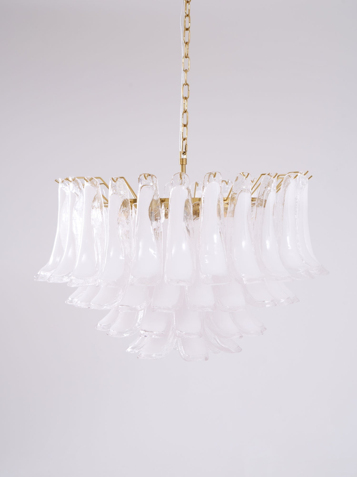 Lioroaria Chandelier Pink Glass Leaf Layered Floral Glamour
