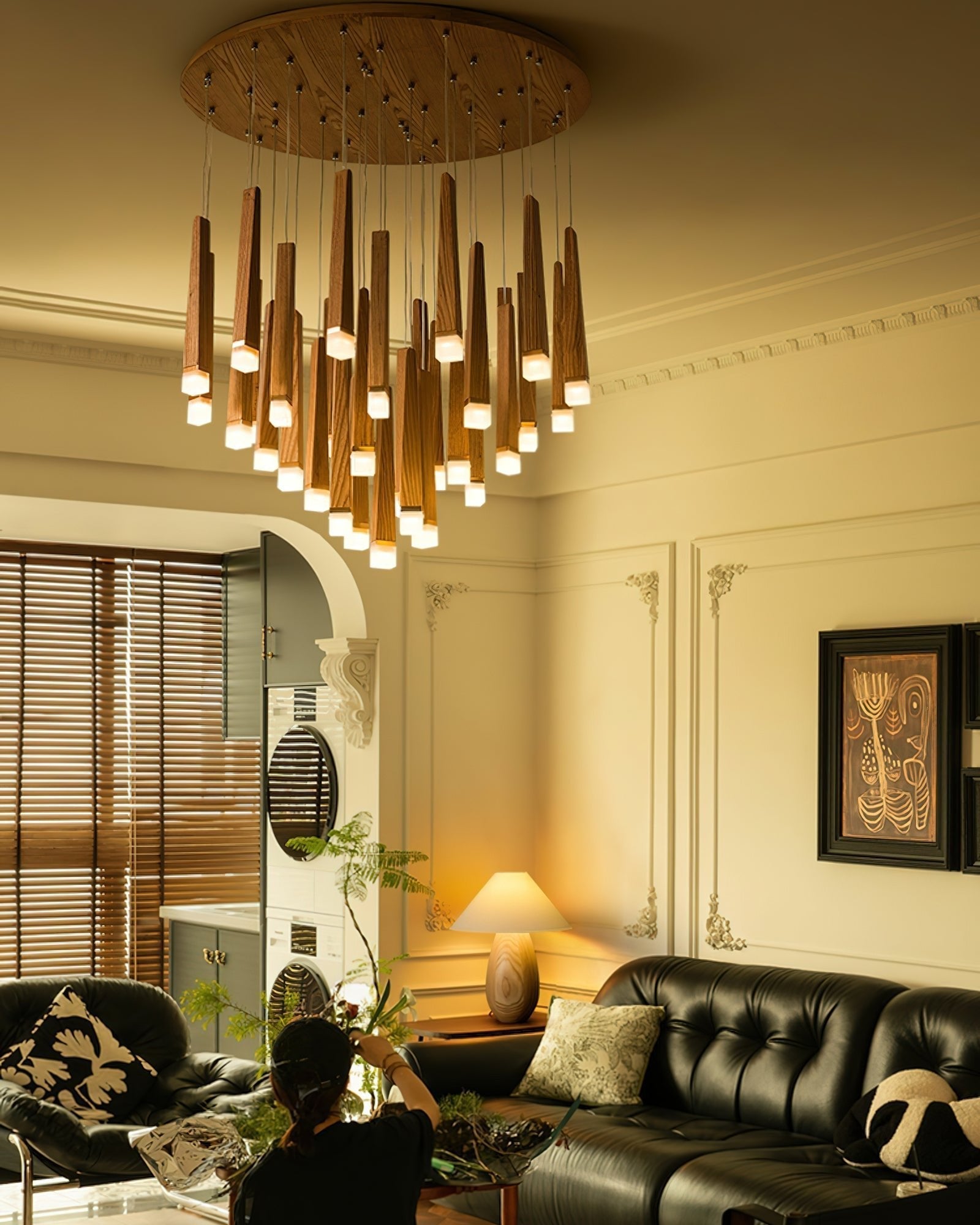 Sylielle Firewood Stick Wood Chandelier
