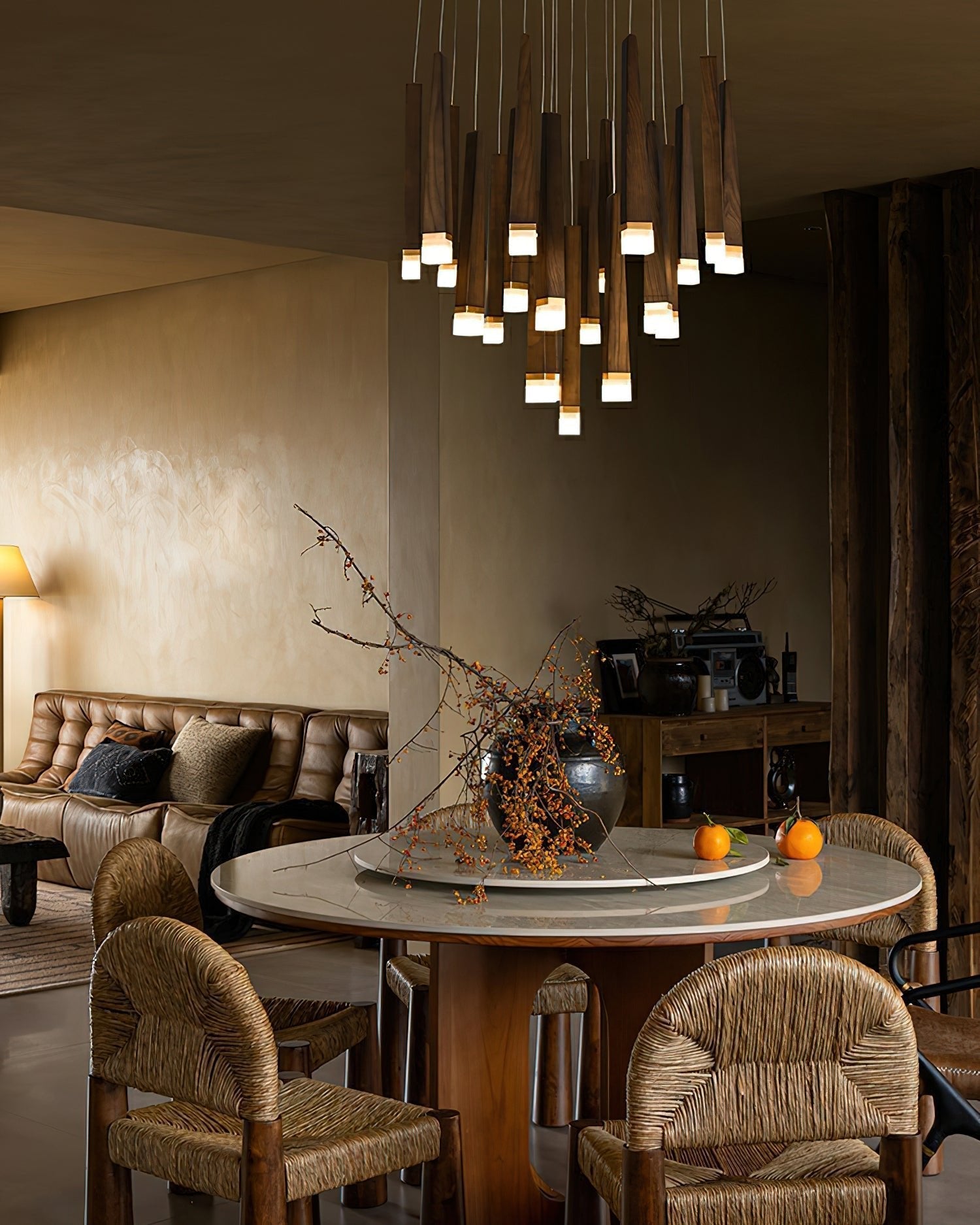 Sylielle Firewood Stick Wood Chandelier