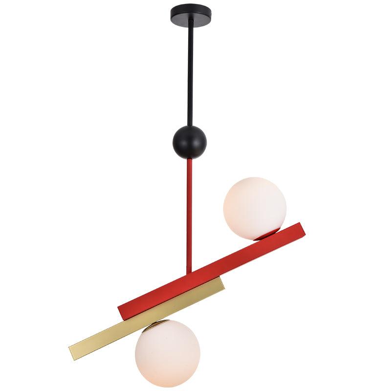 Veveny Pendant Lamp Double Globe Linear Bars Geometric