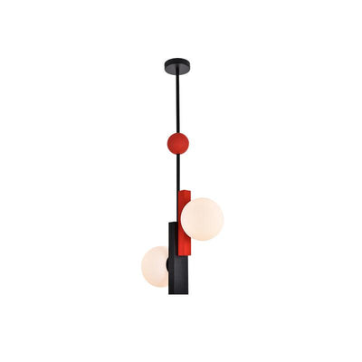 Veveny Pendant Lamp Double Globe Linear Bars Geometric