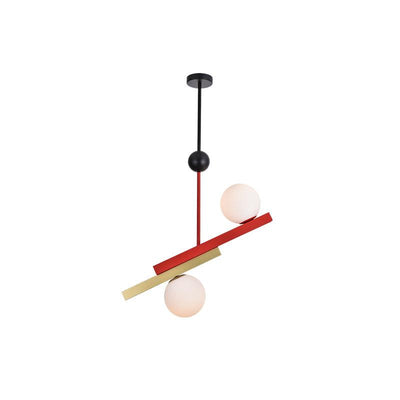 Veveny Pendant Lamp Double Globe Linear Bars Geometric