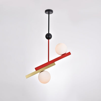 Veveny Pendant Lamp Double Globe Linear Bars Geometric